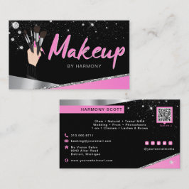 Glam Pink Silver Diamonds Makeup Artist MUA Visitenkarte