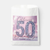 Glam Pink Silver Glitter 50th Birthday Thank You Geschenktütchen (Vorderseite)