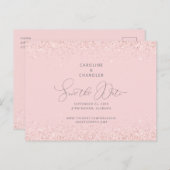 Glam Pink & Silver Glitzer Hochzeit Speichern Sie Postkarte (Vorne/Hinten)