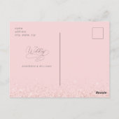 Glam Pink & Silver Glitzer Hochzeit Speichern Sie Postkarte (Rückseite)