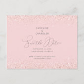 Glam Pink & Silver Glitzer Hochzeit Speichern Sie  Postkarte (Vorderseite)