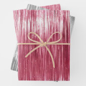 Glam Pink Silver Sparkle Streifen Geschenkpapier Set (Beispiel)