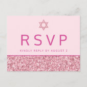 Glam Pink Simple Modern Bat Mitzvah UAWG Postkarte (Vorderseite)