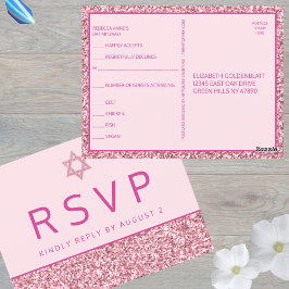 Glam Pink Simple Modern Bat Mitzvah UAWG Postkarte