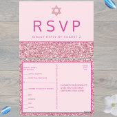 Glam Pink Simple Modern Bat Mitzvah UAWG Postkarte