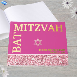Glam Pink Star von David Bat Mitzvah Gold Gästebuch