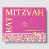 Glam Pink Star von David Bat Mitzvah Gold Gästebuch (Vorderseite)