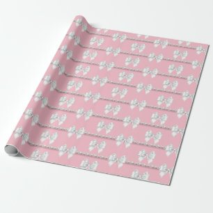 Glam Pink Tiffany Thema Weiße Schleife Perlen Geschenkpapier