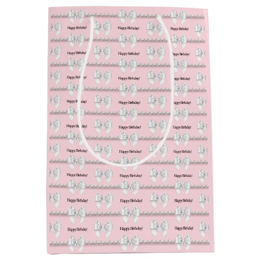 Glam Pink Tiffany Theme Bougie Happy Birthday Mittlere Geschenktüte (Vorderseite)