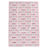 Glam Pink Tiffany Theme Bougie Happy Birthday Mittlere Geschenktüte (Rückseite)