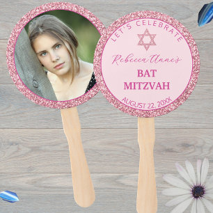 Glam Pink Trendy Girl Foto Bat Mitzvah Party Fächer