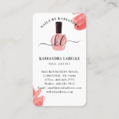 Glam Pink Tropfens Nail Polnisch Flasche Monogram Visitenkarte (Rückseite)