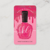 Glam Pink Tropfens Nail Polnisch Flasche Monogram  Visitenkarte (Vorderseite)