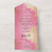 Glam Pink und Gold All In One Einladung (Innen Boden)