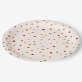 Glam Pink und Gold Confetti Party Paper Teller (Schrägansicht)
