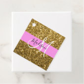 Glam Pink und Gold Glitzer Glitzern Monogram Name Geschenkanhänger (Beispiel)