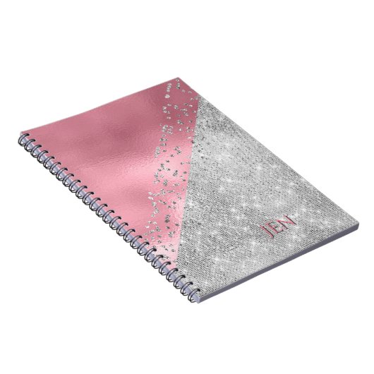 Glam Pink und Silver Notebook Notizblock (Rechte Seite)