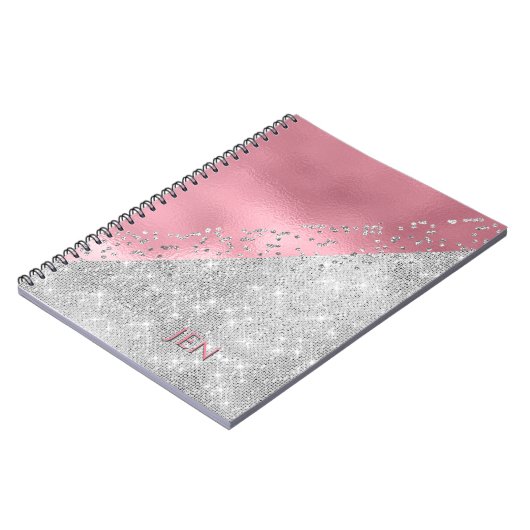 Glam Pink und Silver Notebook Notizblock (Linke Seite)