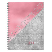 Glam Pink und Silver Notebook Notizblock (Vorderseite)