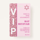 Glam Pink Unique VIP Bat Mitzvah Gastgeschenk Ausweis (Vorderseite)