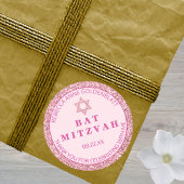 Glam Pink Vielen Dank Chic Bat Mitzvah Party Runder Aufkleber