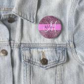 Glam Pink & Violet Glitzer Glitzern Monogram Name Button (Beispiel)