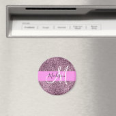 Glam Pink & Violet Glitzer Glitzern Monogram Name Magnet (In Situ (Geschirrspüler))