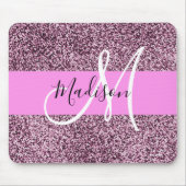 Glam Pink & Violet Glitzer Glitzern Monogram Name Mousepad (Vorne)