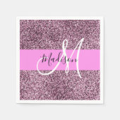 Glam Pink & Violet Glitzer Glitzern Monogram Name Serviette (Vorderseite)