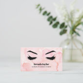 Glam PInk Watercolor Eyelash Browbar beruflich Visitenkarte (Stehend Vorderseite)