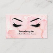 Glam PInk Watercolor Eyelash Browbar beruflich Visitenkarte (Vorderseite)