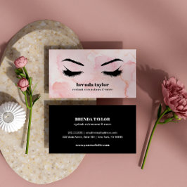 Glam PInk Watercolor Eyelash Browbar beruflich Visitenkarte
