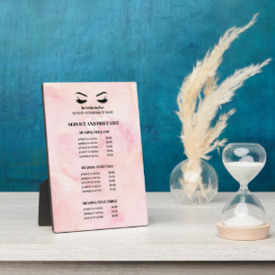 Glam Pink Watercolor EYELASH SALON SERVICE LISTE Fotoplatte
