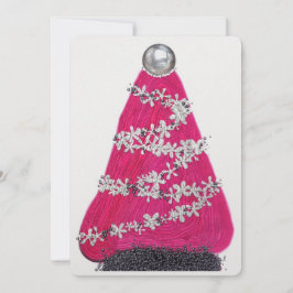 Glam Pink Weihnachtsbaum Feiertagskarte