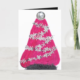 Glam Pink Weihnachtsbaum Feiertagskarte