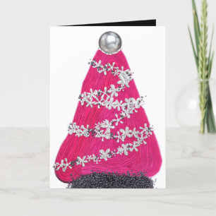 Glam Pink Weihnachtsbaum Feiertagskarte