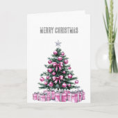 Glam Pink Weihnachtsbaum Karte (Vorderseite)