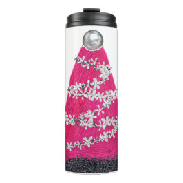 Glam Pink Weihnachtsbaum Thermosbecher