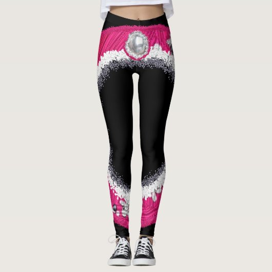 Glam Pink Weihnachtskranz Leggings (Vorderseite)