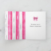 Glam Pink Weiße Weihnachtsbaum Streifen Karte (Innenseite)