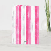 Glam Pink White Christmas Tree Stripes Karte (Rückseite)