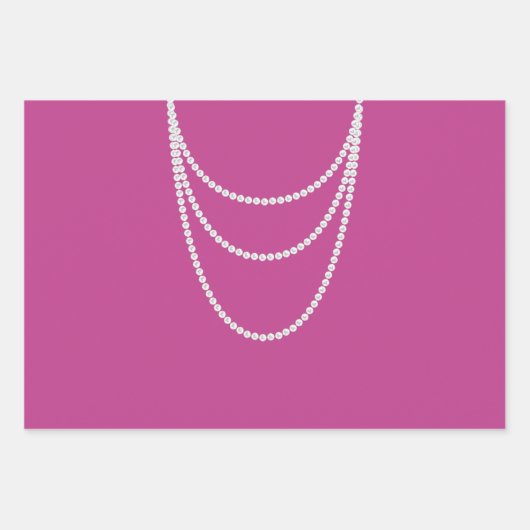 Glam Pink White Pearls Brautparty Geschenkpapier Set (Vorderseite 3)