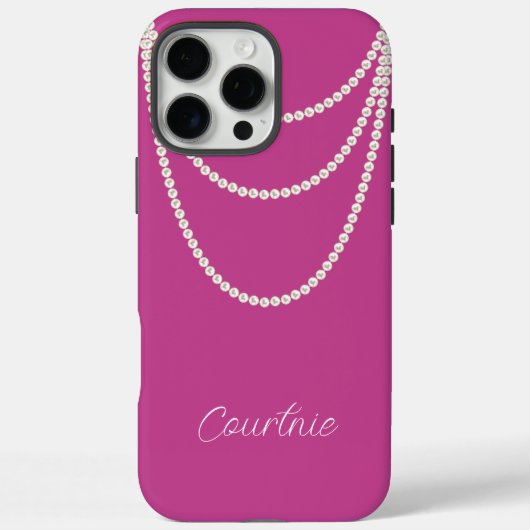 Glam Pink White Pearls Case-Mate iPhone Hülle (Rückseite)