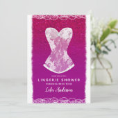 Glam Pink & White Trendy Lingerie Dusche Party Einladung (Stehend Vorderseite)