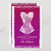 Glam Pink & White Trendy Lingerie Dusche Party Einladung (Vorne/Hinten)