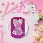 Glam Pink & White Trendy Lingerie Dusche Party Pappteller (Party)