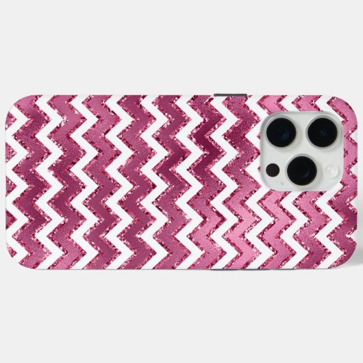Glam Pink White Zigzag Streifen Case-Mate iPhone Hülle (Rückseite (Horizontal))
