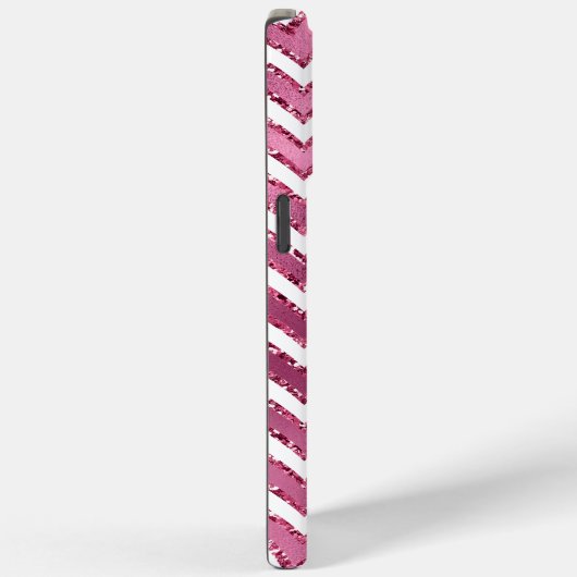 Glam Pink White Zigzag Streifen Case-Mate iPhone Hülle (Rückseite / Rechts)