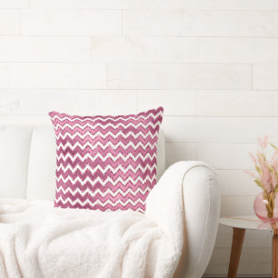 Glam Pink White Zigzag Streifen Kissen
