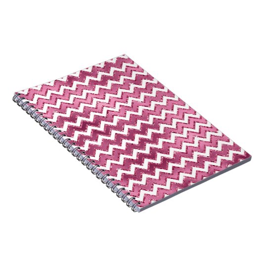 Glam Pink White Zigzag Streifen Notizblock (Rechte Seite)